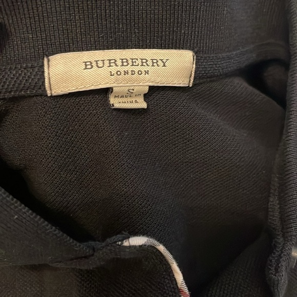Burberry Cotton Black Short Sleeve Polo Shirt - Picture 3 of 5